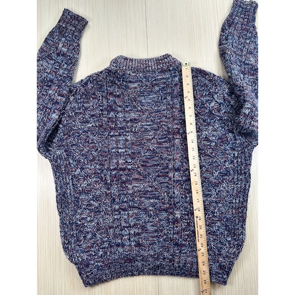 Runner Up Sweater Mens Large Purple Acrylic Chunky Cable Knit Ribbed Mock Neck - Picture 3 of 4
